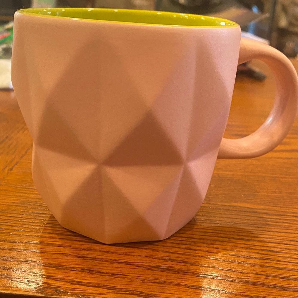 Teavana Pink Geometric Mug with Green Interior